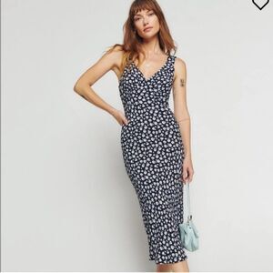 Reformation Blue floral Beauden Dress Size XS